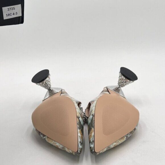 FSJ Marble Rhinestone Cone Low Heel Mule Pointed Toe One Strap Sandal Dress Shoe - Picture 7 of 8